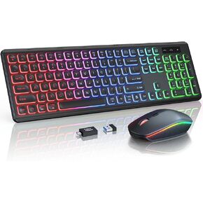 Gaming Keyboard and Mouse Combo - RGB Rainbow Backlit, Wired Computer Keyboard with Adjustable Legs, 26 Keys Anti-ghosting, Volume Roller Value Combo Set for PC Gamers, Xbox, PS4, Laptop [Upgraded] in Saudi Arabia