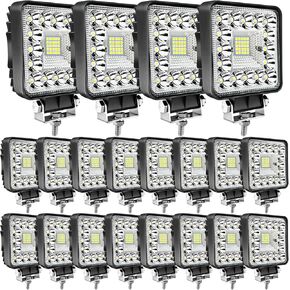 أضواء عمل جرار LED MUVKQC 4 بوصة 123 وات 12000 لومن شريط ضوء مربع 12 فولت 24 فولت مكعب LED أضواء جراب مقاومة للماء على الطرق الوعرة ضوء الضباب للقيادة على الطرق الوعرة لسيارة قارب ATV UTV RV عربة جولف جزازة العشب (20 قطعة) in Kuwait