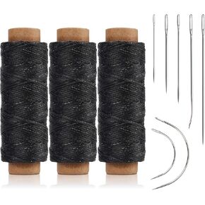 Lusecarl Leather Sewing Needle and Thread kit 165 Yards 150D Flat Waxed Threads with 7 Pcs Heavy Duty Hand Sewing Needles for Leather Canvas Upholstery & Quilting (7 Needles 3 Thread, White) in Saudi Arabia