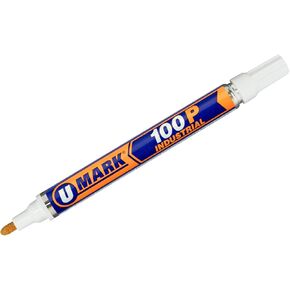 U-Mark 100P Industrial Paint Marker 2mm Bullet Tip, Marks On Rusty Oily Metal Wood Glass Plastic Rubber Concrete, 12 Pack, White in Saudi Arabia