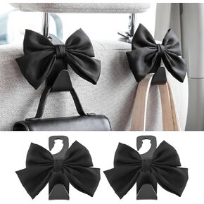 2Pcs Bow Car Headrest Hooks, Durable PVC Seat Back Organizer Hooks, Car Interior Decor Accessories, Multi‑Use for Bags and Umbrella, Universal for Cars, SUV, Truck (Black) in Saudi Arabia