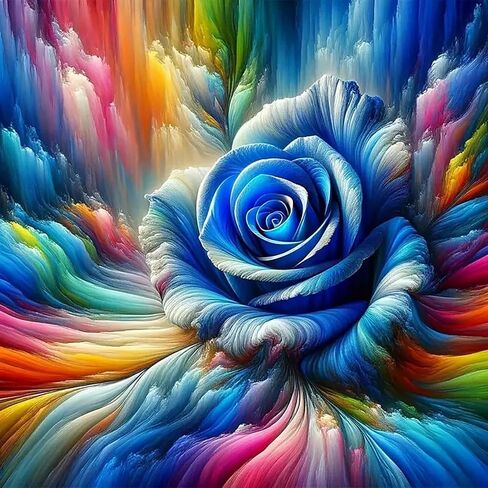 5D Diamond Art Painting, DIY Flower Round Diamond Painting Kits for Adults Beginners, Crystal Rhinestones for Home Wall Decoration Gift,30x40cm/11.8×15.7in in Kuwait