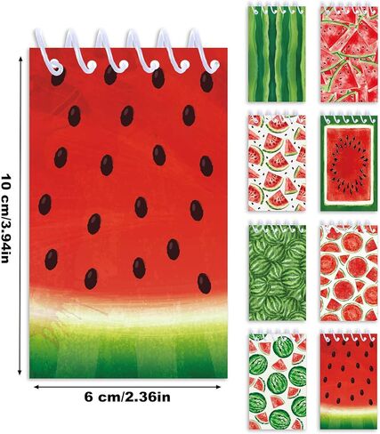 24pcs Summer Watermelon Pattern Mini Spiral Notebook DIY Watermelon Mini Memopad for Summer Beach Birthday Baby Shower Party Gifts School Students Office Rewards Supplies in Kuwait