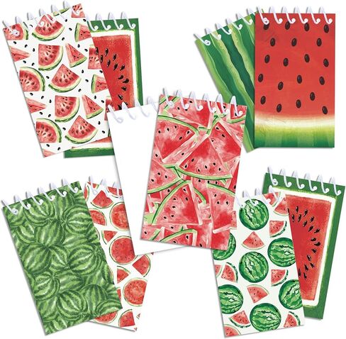 24pcs Summer Watermelon Pattern Mini Spiral Notebook DIY Watermelon Mini Memopad for Summer Beach Birthday Baby Shower Party Gifts School Students Office Rewards Supplies in Kuwait