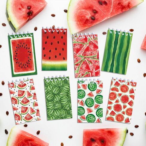 24pcs Summer Watermelon Pattern Mini Spiral Notebook DIY Watermelon Mini Memopad for Summer Beach Birthday Baby Shower Party Gifts School Students Office Rewards Supplies in Kuwait