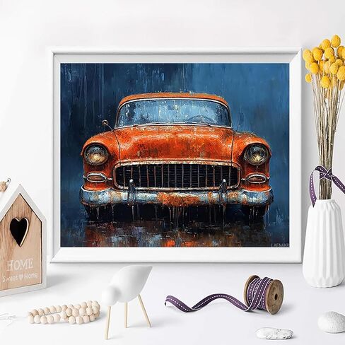Paint by Numbers Kit for Adults Retro Car Trucks Adult Paint by Number Kits on Canvas for Beginners, Pickup Classic Cars DIY Acrylic Oil Number Painting Kits for Home Wall Decor Gift 16" W x 20" L in Kuwait