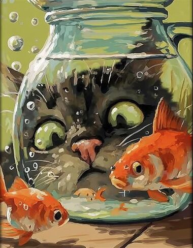 Formeydemi DIY Paint by Numbers for Adults,Cat Painting by Number Kits on Canvas,Funny Color by Numbers for Beginner,Gifts Decor for Home Wall Room (cat) in Saudi Arabia
