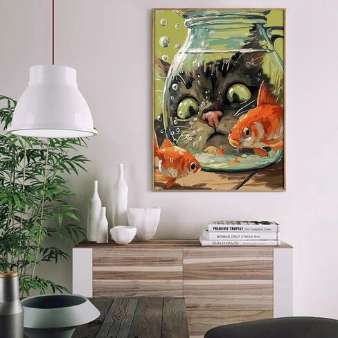 Formeydemi DIY Paint by Numbers for Adults,Cat Painting by Number Kits on Canvas,Funny Color by Numbers for Beginner,Gifts Decor for Home Wall Room (cat) in Saudi Arabia