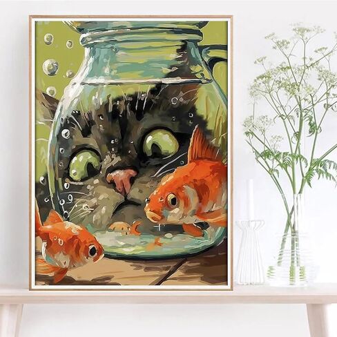 Formeydemi DIY Paint by Numbers for Adults,Cat Painting by Number Kits on Canvas,Funny Color by Numbers for Beginner,Gifts Decor for Home Wall Room (cat) in Saudi Arabia