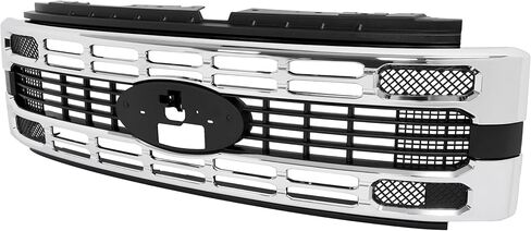 شبكة المصد الأمامي من ALMULOO متوافقة مع 2023-2025 Ford F-250 F-350 F-450 F-550 Super Duty Black+Silver Grille ABS استبدال البلاستيك لPC3Z8200AB FO1200728 FO1200729 in Kuwait