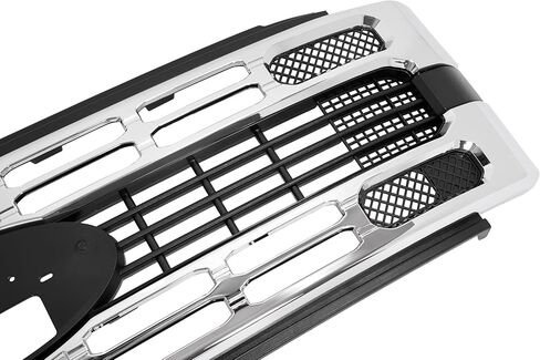 شبكة المصد الأمامي من ALMULOO متوافقة مع 2023-2025 Ford F-250 F-350 F-450 F-550 Super Duty Black+Silver Grille ABS استبدال البلاستيك لPC3Z8200AB FO1200728 FO1200729 in Kuwait