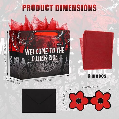 SAVITA Welcome to the Other Side Birthday Gift Bags Set, Themed Favor Bags with Greeting Card Envelope and Crepe Papers for Party Decorations & Halloween Decor in Saudi Arabia