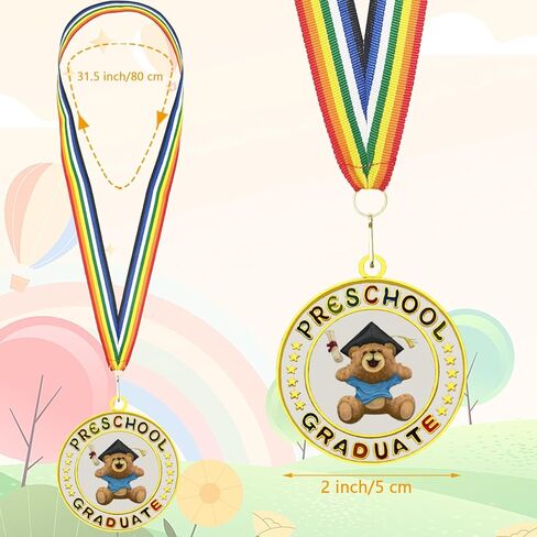 Preschool Graduation Medals, 2 Inch Kids Student Medals Party Decoration Graduation Gifts with Rainbow Neckband for School Students Graduation Party Gifts in Saudi Arabia