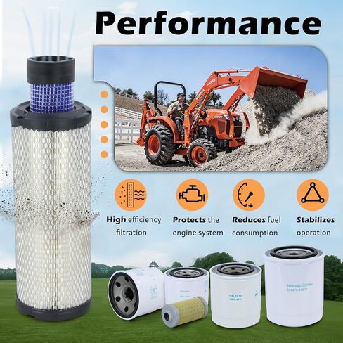 طقم فلتر خدمة الصيانة متوافق مع Kubota L3301 HST & L3901 HST مع محرك D1803 يستبدل # TC620-93230 HH164-32430 TC422-82620 1J800-43170 1G311-43380 HHK70-14070 in Kuwait