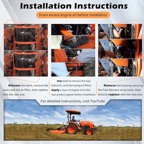 طقم فلتر خدمة الصيانة متوافق مع Kubota L3301 HST & L3901 HST مع محرك D1803 يستبدل # TC620-93230 HH164-32430 TC422-82620 1J800-43170 1G311-43380 HHK70-14070 in Kuwait