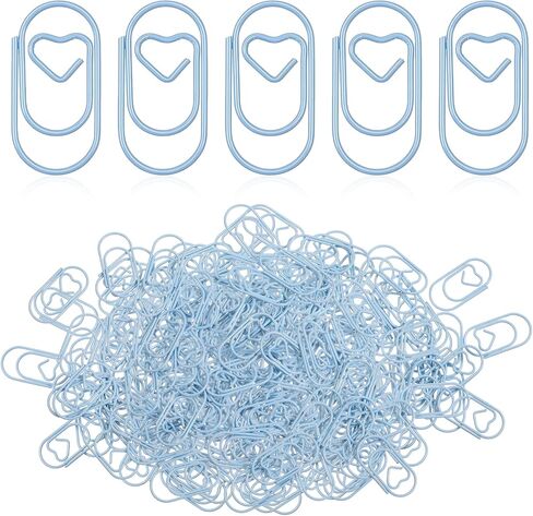 80 Pcs Blue Paper Clips Metal Heart Paper Clips Colorful Decorative Love Heart-Shaped Cute Binder Clip for Women, Document Note Sorting & Organizing Office Supplies Blue in Saudi Arabia