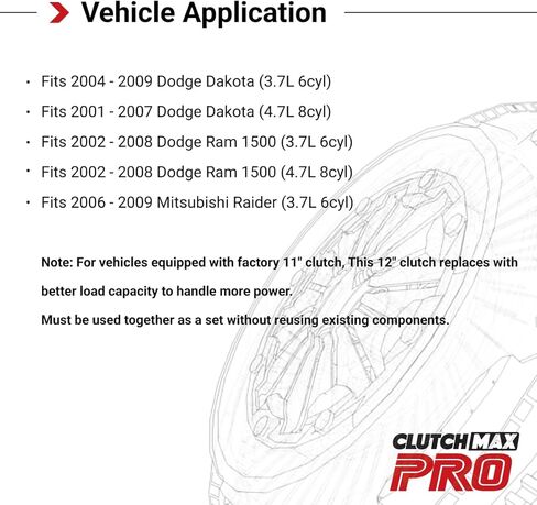CMP Stage 1 Street Clutch Kit with Flywheel fits Dodge 2001-2009 Dakota 2002-2008 Ram 1500 3.7L 4.7L 2006-2009 Raider 3.7L in Kuwait