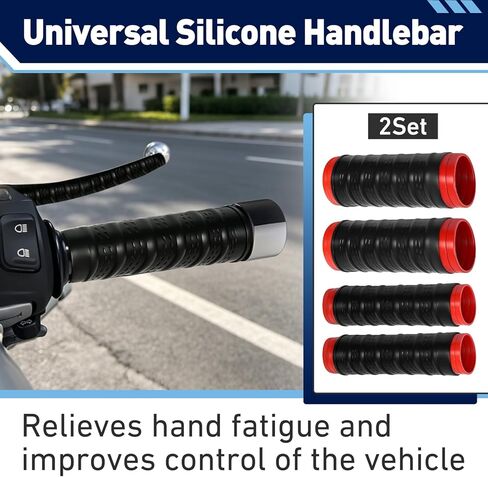 2Set Universal Silicone Handlebar & Brake Lever Grip Covers, Non-Slip Motorcycle Silicone Handlebars for Dirt Bike, E-Bike, Scooter, Mountain Bike in Kuwait