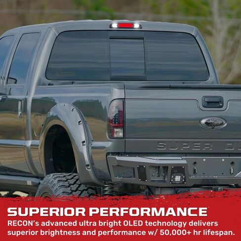 RECON - يناسب 99-16 Super Duty و95-03 Ranger و01-05 Explorer Sport Trac ضوء الفرامل الثالث مع مصابيح CREE XML LED عالية الطاقة مع عدسات مدخنة أنيقة in Kuwait