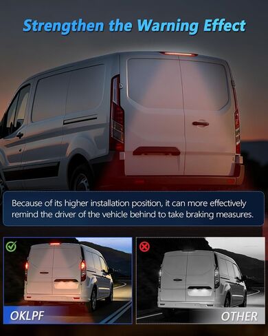 OKLPF Center High Mount Stop Light متوافق مع 2014 2015 2016 2017 2018 2019 2020 2021 2022 2023 Ford Transit Connect Transit Custom، مجموعة مصابيح الفرامل الثالثة استبدال 923-299 DT1Z-13A613-A in Kuwait
