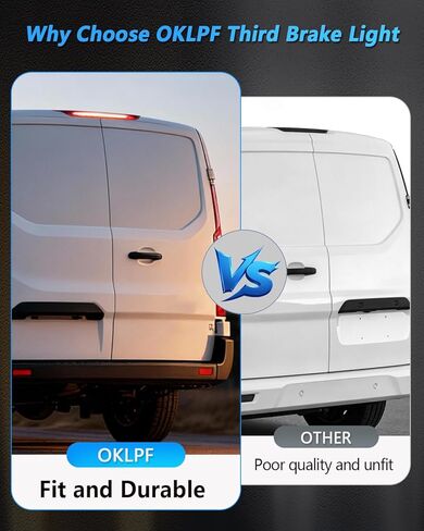 OKLPF Center High Mount Stop Light متوافق مع 2014 2015 2016 2017 2018 2019 2020 2021 2022 2023 Ford Transit Connect Transit Custom، مجموعة مصابيح الفرامل الثالثة استبدال 923-299 DT1Z-13A613-A in Kuwait