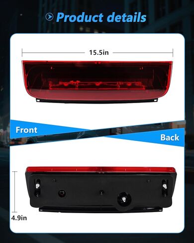 OKLPF Center High Mount Stop Light متوافق مع 2014 2015 2016 2017 2018 2019 2020 2021 2022 2023 Ford Transit Connect Transit Custom، مجموعة مصابيح الفرامل الثالثة استبدال 923-299 DT1Z-13A613-A in Kuwait
