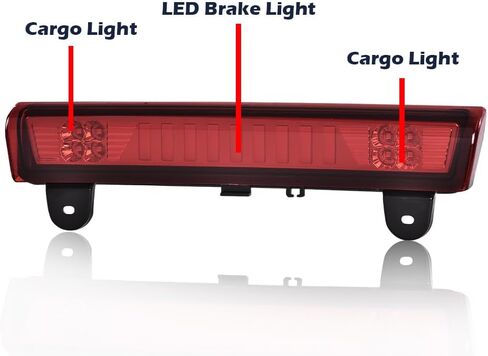 PIT66 LED ضوء الفرامل الثالث متوافق مع Chevy Suburban 1500 2500 2000-2006/Chevy Tahoe 2000-2006/GMC Yukon XL 1500 2500 2000-2006، مصباح إيقاف عالي التركيب عدسة حمراء غطاء شفاف I in Kuwait