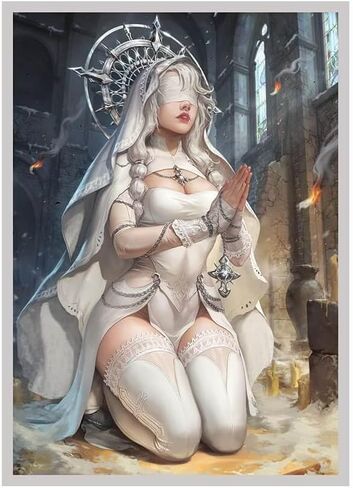 Fantasy North - Theresa - Ash-Shrine Maiden - 100 Textured Matte TCG Card Sleeves - Fits Magic MTG Commander Pokemon and Other Card Games - Playing Card Sleeves in Kuwait