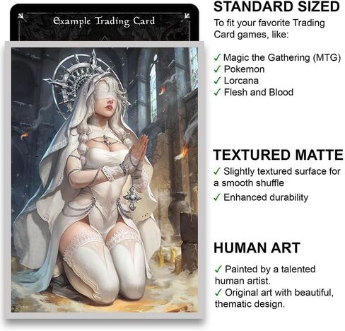 Fantasy North - Theresa - Ash-Shrine Maiden - 100 Textured Matte TCG Card Sleeves - Fits Magic MTG Commander Pokemon and Other Card Games - Playing Card Sleeves in Kuwait