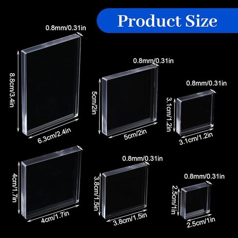 6Pcs Acrylic Stamp Blocks, Clear Display Stand Wedding Flat Lay Props, 6 Sizes Square Acrylic Display Blocks for Stamps Jewelry Collectibles Crafts Photography, Scrapbooking & Stamping Supplies in Saudi Arabia