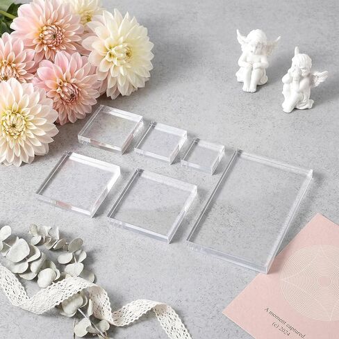 6Pcs Acrylic Stamp Blocks, Clear Display Stand Wedding Flat Lay Props, 6 Sizes Square Acrylic Display Blocks for Stamps Jewelry Collectibles Crafts Photography, Scrapbooking & Stamping Supplies in Saudi Arabia