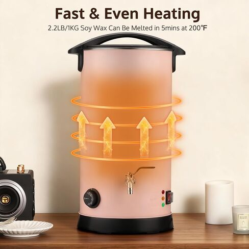 OFFNOVA Wax Melter, 15L Large Candle Making Pot with Heating Core Spout, Digital Display, Pink in Kuwait