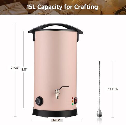 OFFNOVA Wax Melter, 15L Large Candle Making Pot with Heating Core Spout, Digital Display, Pink in Kuwait