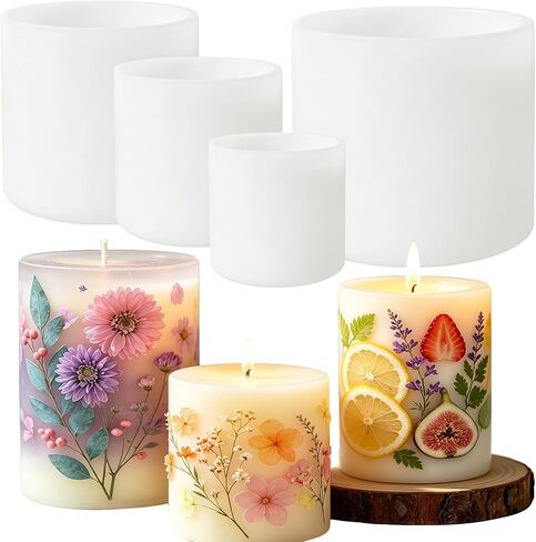 4 Size Cylindrical Silicone Candle Molds, Resin Pillar Candle Mold, Reusable Silicone Cylinder Mold for DIY Candles Soap Wax Melts Crafts Making in Kuwait