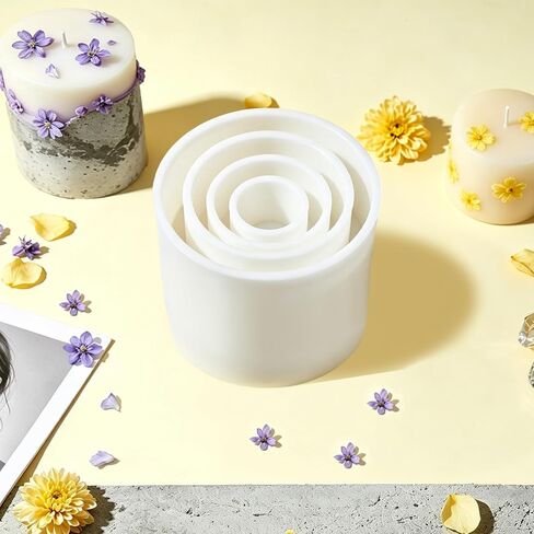 4 Size Cylindrical Silicone Candle Molds, Resin Pillar Candle Mold, Reusable Silicone Cylinder Mold for DIY Candles Soap Wax Melts Crafts Making in Kuwait
