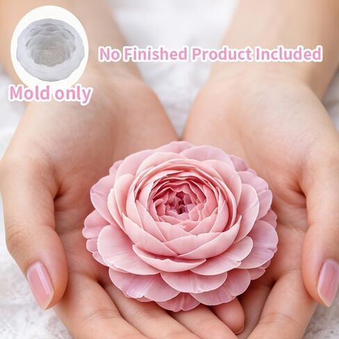 3D Peony Flower Silicone Candle Mold, Reusable Silicone Mold for Crafts, Resin Casting, Soap Making, Wax Candles, Plaster, Clay and DIY Decoration in Kuwait