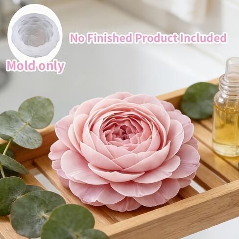 3D Peony Flower Silicone Candle Mold, Reusable Silicone Mold for Crafts, Resin Casting, Soap Making, Wax Candles, Plaster, Clay and DIY Decoration in Kuwait