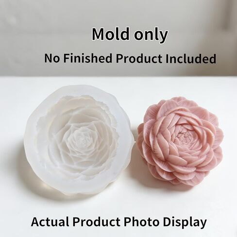 3D Peony Flower Silicone Candle Mold, Reusable Silicone Mold for Crafts, Resin Casting, Soap Making, Wax Candles, Plaster, Clay and DIY Decoration in Kuwait