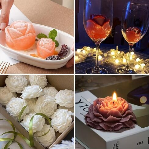3D Peony Flower Silicone Candle Mold, Reusable Silicone Mold for Crafts, Resin Casting, Soap Making, Wax Candles, Plaster, Clay and DIY Decoration in Kuwait