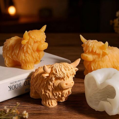 Highland Cow & Lamb Silicone Molds Set - 3D Animal Candle Molds for Resin, Soap, DIY Epoxy Casting, Clay Craft, Concrete, Car Freshies, Home Decor & Gifts in Saudi Arabia