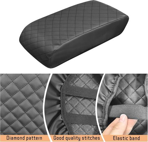 Center Console Cover Compatible with Ford Ecosport 2018-2022, Leather Armrest Cover Lid Protector, Elbow Arm Rest Covering, Anti-Scratch, Black in Kuwait