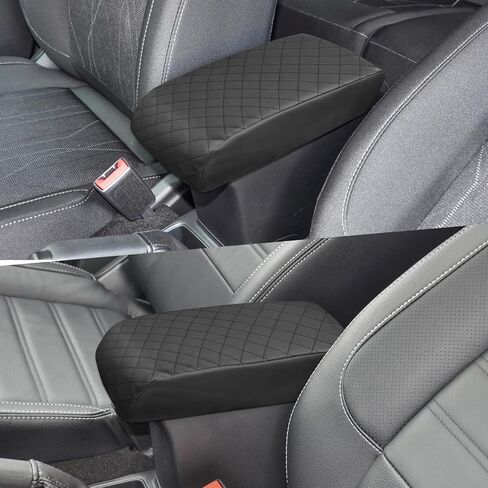 Center Console Cover Compatible with Ford Ecosport 2018-2022, Leather Armrest Cover Lid Protector, Elbow Arm Rest Covering, Anti-Scratch, Black in Kuwait