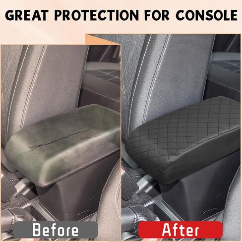 Center Console Cover Compatible with Ford Ecosport 2018-2022, Leather Armrest Cover Lid Protector, Elbow Arm Rest Covering, Anti-Scratch, Black in Kuwait