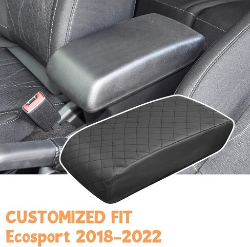 Center Console Cover Compatible with Ford Ecosport 2018-2022, Leather Armrest Cover Lid Protector, Elbow Arm Rest Covering, Anti-Scratch, Black in Kuwait
