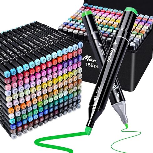 48 Colors Alcohol Markers, Dual Tip Fine & Chisel Pens, Art Markers Sketch Pens Permanent Alcohol Based for Adults Coloring Books Illustration Sketching Painting Art Supplies in Saudi Arabia