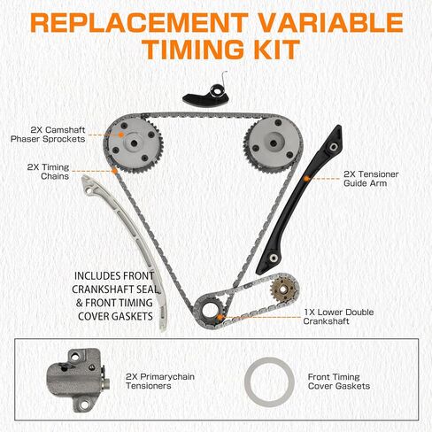 Timing Chain Kit 2 VVT Gear Sprocket Kit Compatible With Land Rover Range Rover, Freelander, Evoque, Discovery 2.0L Replace For CJ5E6C525AD CJ5E6C524AD CJ5E6K297AB CJ5E6K255AB in Kuwait