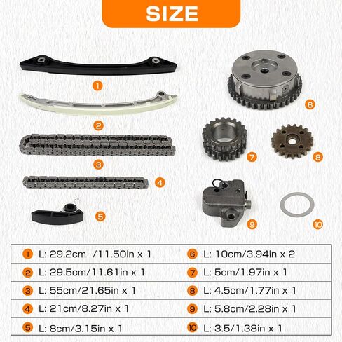 Timing Chain Kit 2 VVT Gear Sprocket Kit Compatible With Land Rover Range Rover, Freelander, Evoque, Discovery 2.0L Replace For CJ5E6C525AD CJ5E6C524AD CJ5E6K297AB CJ5E6K255AB in Kuwait