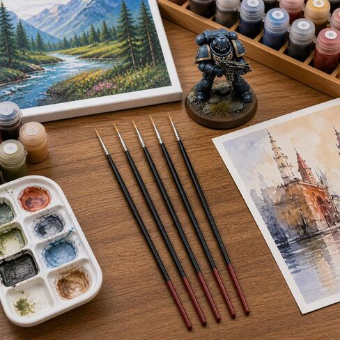 5Pcs Paint by Numbers Kit for Adults Acrylic Paintbrushes Set,Professional Small Fine Tip Detail Miniature Paint Brushes for Watercolor Gouache Oil Face Painting,Model,Figurine,Craft in Saudi Arabia