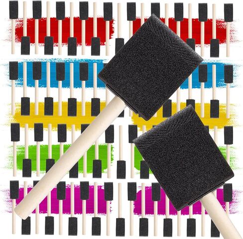 100 Pcs 2" Foam Paint Brushes, 2 inch Foam Brush, Bulk Sponge Paint Brushes with Wood Handle for Acrylics, Stains, Varnishes, Crafts in Saudi Arabia