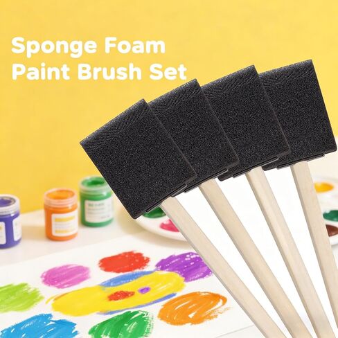 100 Pcs 2" Foam Paint Brushes, 2 inch Foam Brush, Bulk Sponge Paint Brushes with Wood Handle for Acrylics, Stains, Varnishes, Crafts in Saudi Arabia
